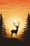 AI generated illustration of a stunning image of a deer standing on a mountaintop in the evening