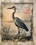 AI generated illustration of a stunning monochromatic painting of a majestic heron