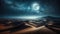 AI generated illustration of a stunning nighttime scene of a desert landscape