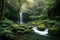 AI-generated illustration of a stunning waterfall in a verdant jungle