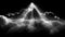 AI generated illustration of the sunlight piercing through clouds over a mountain range