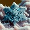 AI generated illustration of a textured creative frozen snowflake