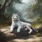AI generated illustration of a Tiger lounging in a lush jungle settingg