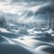 AI generated illustration of a towering mountain blanketed in a thick layer of snow