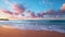AI generated illustration of a tranquil scene captures the essence of a quiet beach at dawn