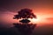 AI generated illustration of a tree on a small island in an idyllic setting