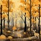 AI generated illustration of two deer standing in a rustic autumn forest