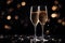 AI generated illustration of two glasses of sparkling champagne on a bokeh background