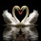 AI generated illustration of two swans forming a heart shape with their necks intertwined