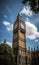 AI generated illustration of a vertical shot of the iconic Big Ben clock tower standing tall