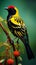AI-generated illustration of a vibrant African masked weaver perched on a branch