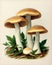 AI generated illustration of a vibrant and artistic floral arrangement with a variety of mushrooms