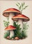 AI generated illustration of a vibrant and artistic floral arrangement with a variety of mushrooms