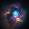 AI generated illustration of a vibrant backdrop of a purple, blue, and pink nebula in space