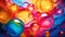 AI generated illustration of a vibrant and captivating closeup of multicolored bubbles