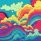 AI generated illustration of vibrant and captivating clouds and waves