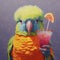 AI generated illustration of a vibrant colorful parrot with a fruity cocktail