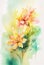 AI generated illustration of a vibrant and colorful watercolor painting of blooming wildflowers
