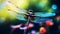 AI generated illustration of A vibrant dragonfly with a blurry background