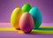 AI generated illustration of vibrant Easter eggs on a purple background