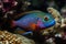 AI-generated illustration of a vibrant fish swimming amongst a picturesque coral reef