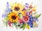 AI-generated illustration of a vibrant floral display of a variety of colorful flowers and plants