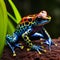 AI generated illustration of a vibrant frog with black dots