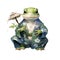 AI generated illustration of a vibrant frog wearing traditional Japanese samurai kimono