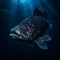 AI generated illustration of A vibrant Groupers in a water with a dark background