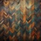 AI generated illustration of a vibrant herringbone patterned wall constructed with aged wooden panel