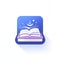 AI generated illustration of a vibrant icon with a book on a solid purple background