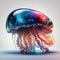 AI generated illustration of a vibrant jellyfish on a light background