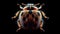 AI generated illustration of a vibrant ladybug illuminated by light stencil