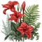 AI generated illustration of  A vibrant, lush arrangement of red flowers and green foliage