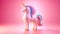 AI generated illustration of a vibrant and majestic unicorn against a vibrant pink background