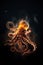 AI generated illustration of a vibrant octopus with illuminated tentacles