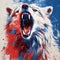 AI generated illustration of a vibrant painting of a bear, featuring a mix of bright colors