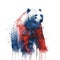 AI generated illustration of a vibrant painting of a bear, featuring a mix of bright colors