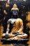 AI generated illustration of a vibrant portrait of a meditating Buddha figure