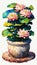 AI generated illustration of a vibrant potted pink flowers