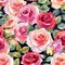 AI generated illustration of a vibrant rose pattern featuring hues of pink, white, and red