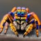 AI-generated illustration of a vibrant spider. A brightly colored arachnid.