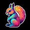 AI generated illustration of a vibrant squirrel sticker on the black background