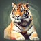 AI generated illustration of a vibrant striped tiger in a cubic art style