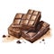 AI generated illustration of a vibrant watercolor illustration of several chocolate bars