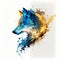 AI generated illustration of a vibrant watercolor painting of a majestic wolf