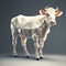 AI generated illustration of a vibrant white cow in a cubic art style