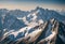 AI generated illustration of View of majestic snow-capped mountain range