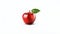 AI generated illustration of A vivid red apple resting atop a white background