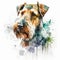 AI generated illustration of watercolor painting of an Airedale Terrier against white background